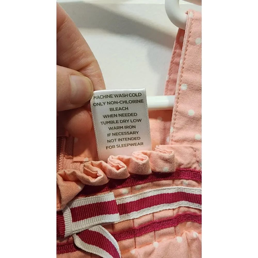 Vtg Gymboree Pink Polka Dot Dress 12-18 Months, Bow & Ribbon 100% Cotton 2006